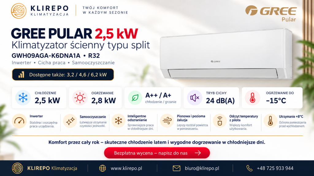 Promocja na klimatyzator gree pular 2,5kw
