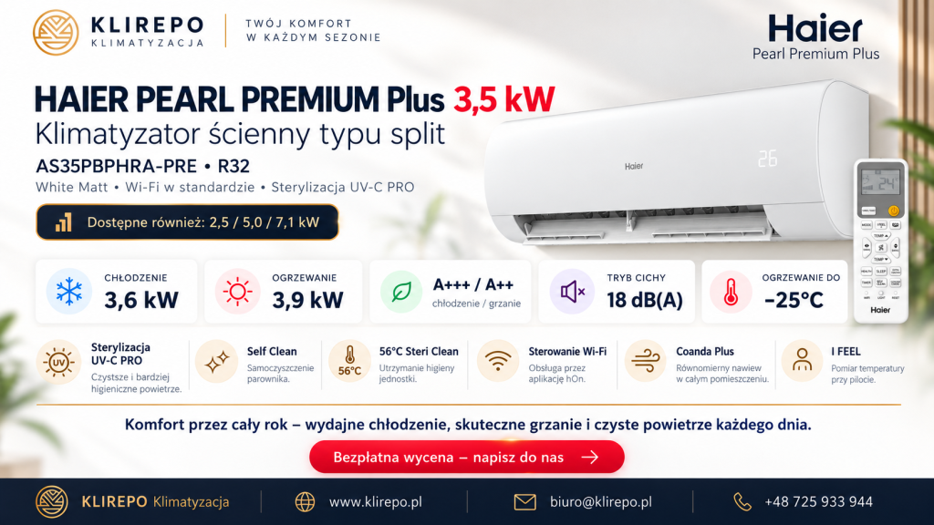 Promocja na klimatyzator Haier Pearl Premium Plus 3,5 kW